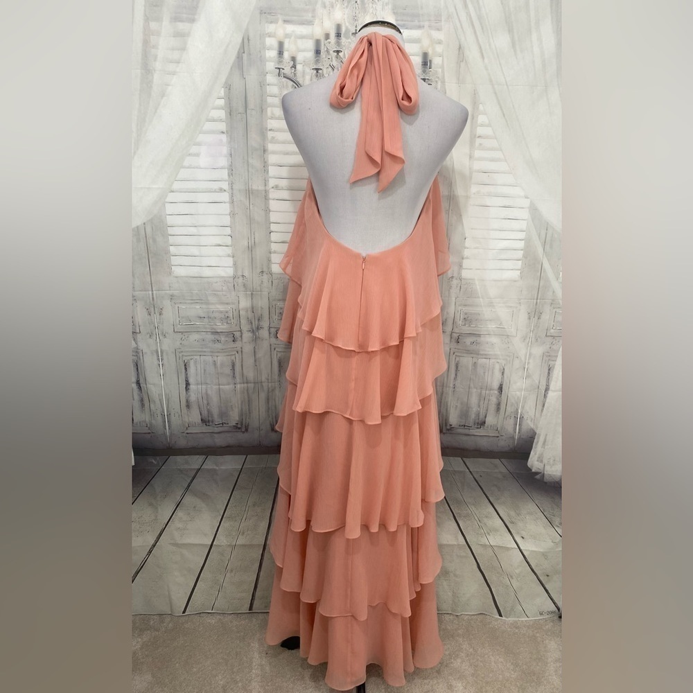 Antonio Melani Mariella Crinkled Chiffon Halter Neck Sleeveless Maxi Dress Pink - Picture 12 of 14